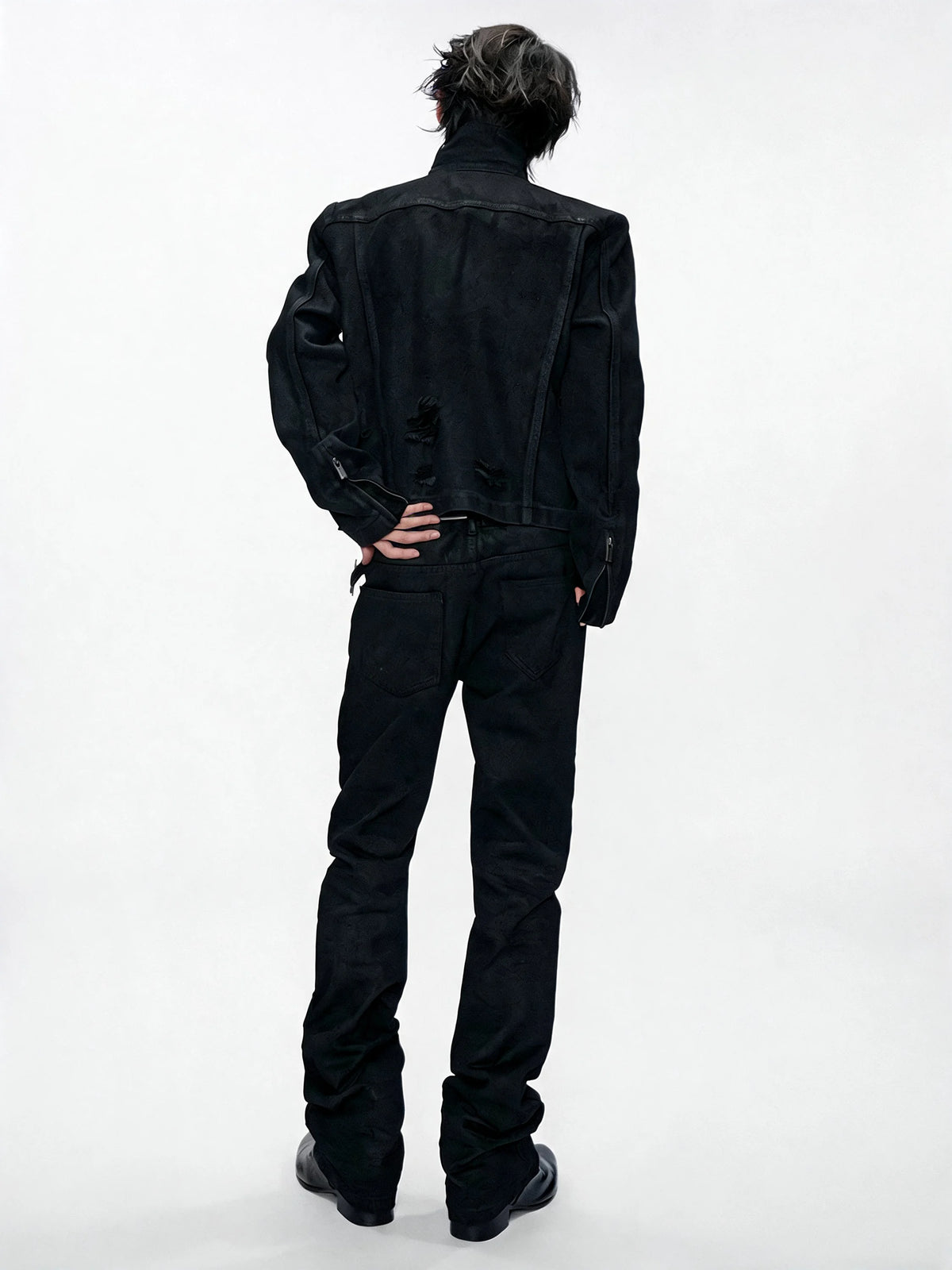Opium Waxed Denim Jacket Schwarz - Fuga Studios