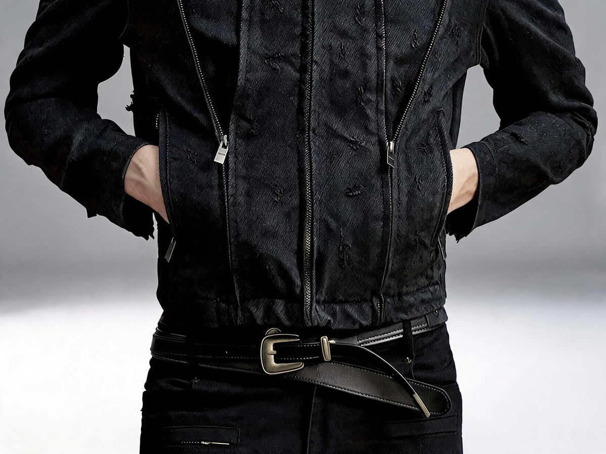 Opium Waxed Denim Jacket Schwarz - Fuga Studios