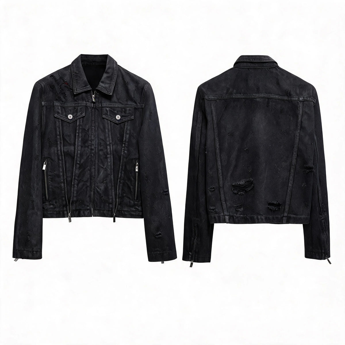 Opium Waxed Denim Jacket Schwarz - Fuga Studios