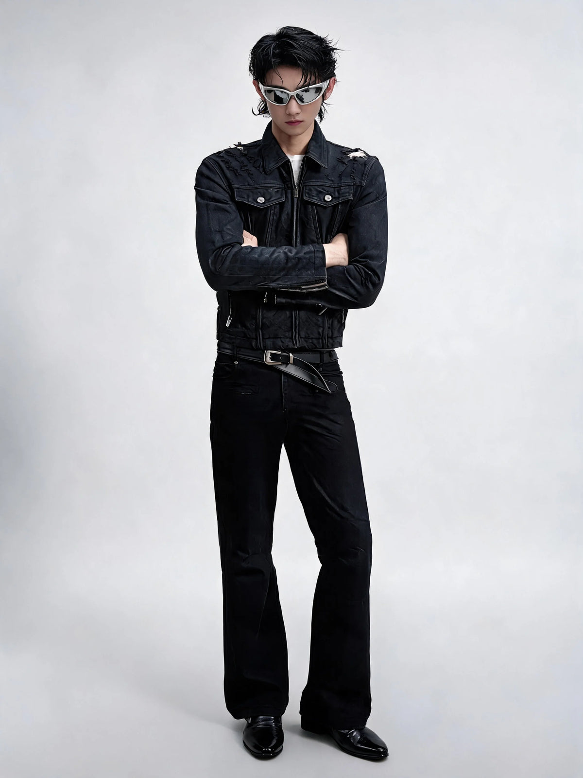Opium Waxed Denim Jacket Schwarz - Fuga Studios
