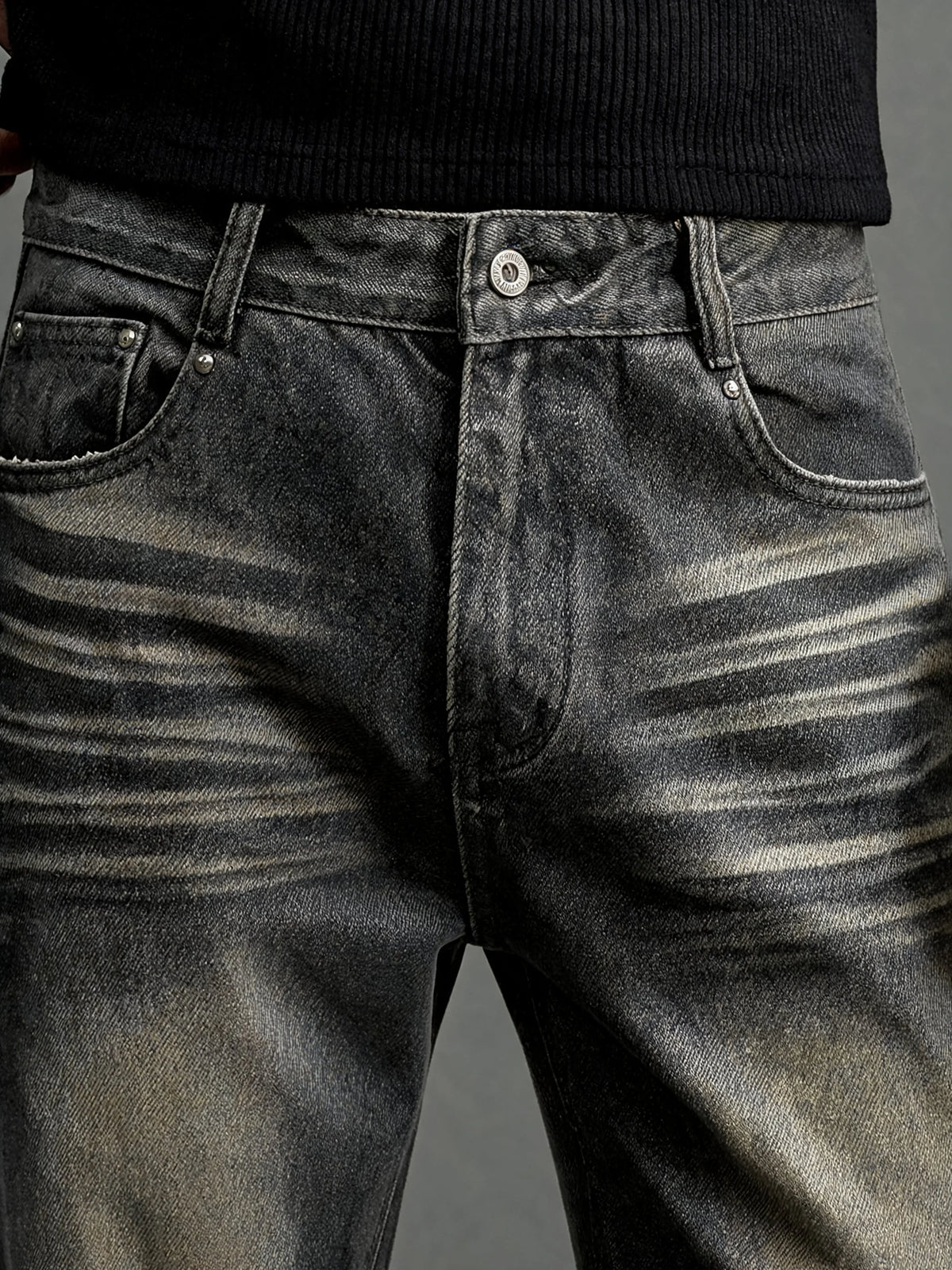 Opium Waxed Flare Jeans Grau - Fuga Studios