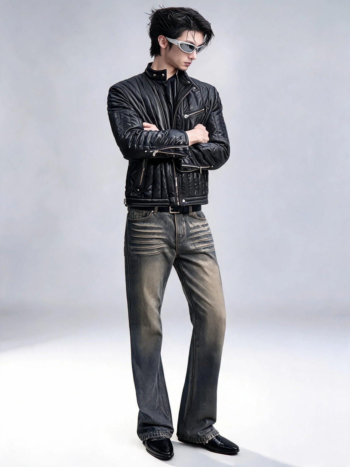 Opium Waxed Flare Jeans Grau - Fuga Studios