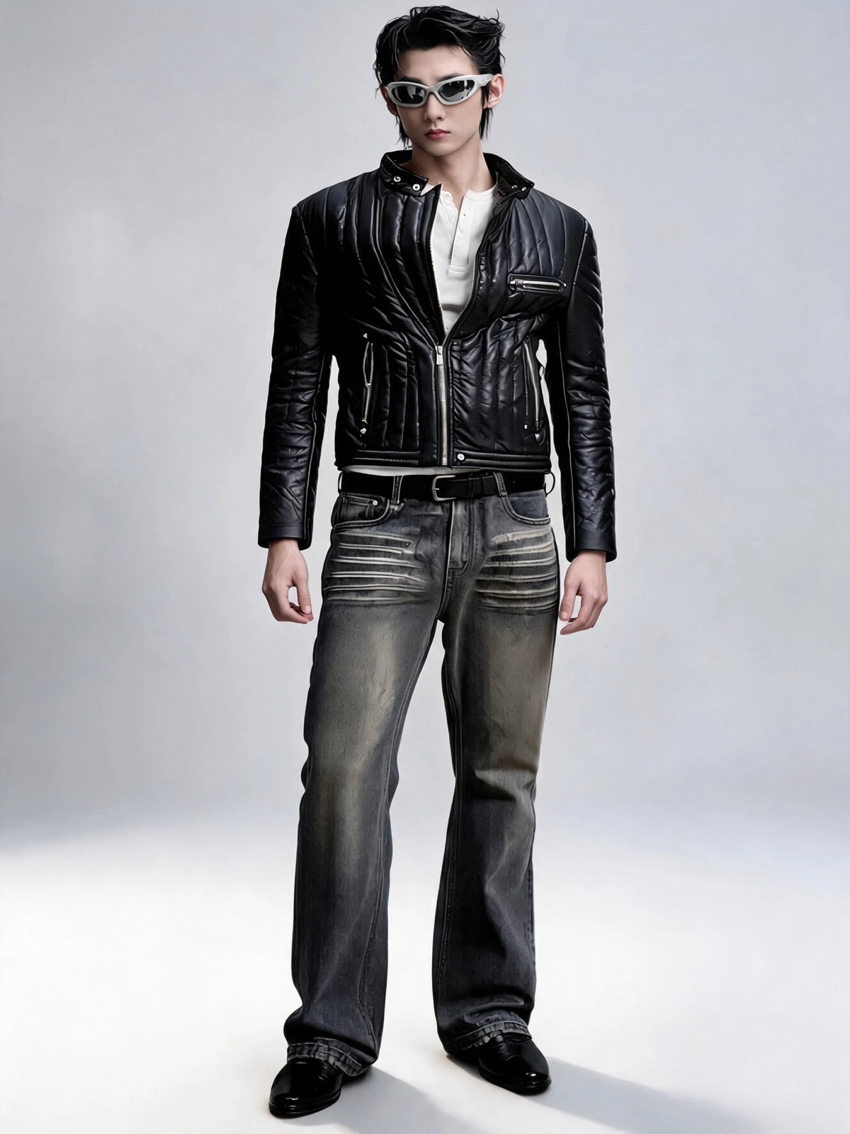 Opium Waxed Flare Jeans Grau - Fuga Studios