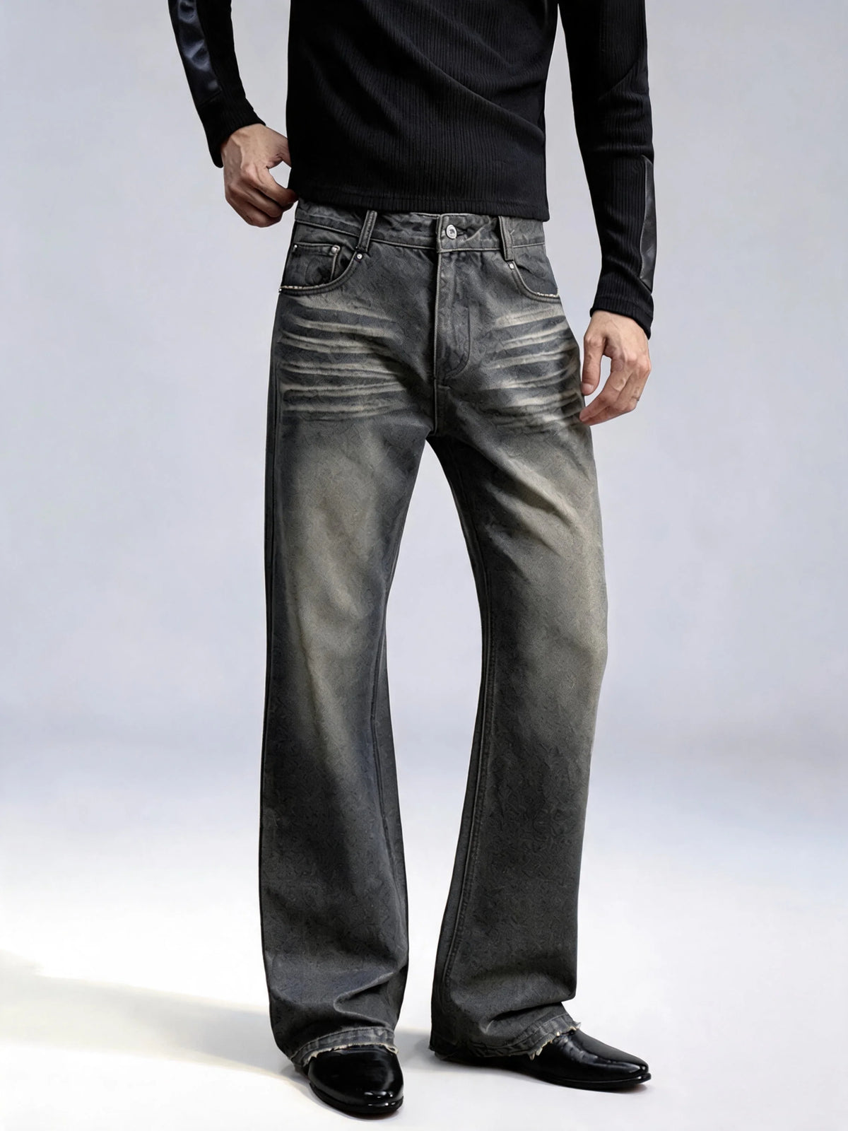 Opium Waxed Flare Jeans Grau - Fuga Studios