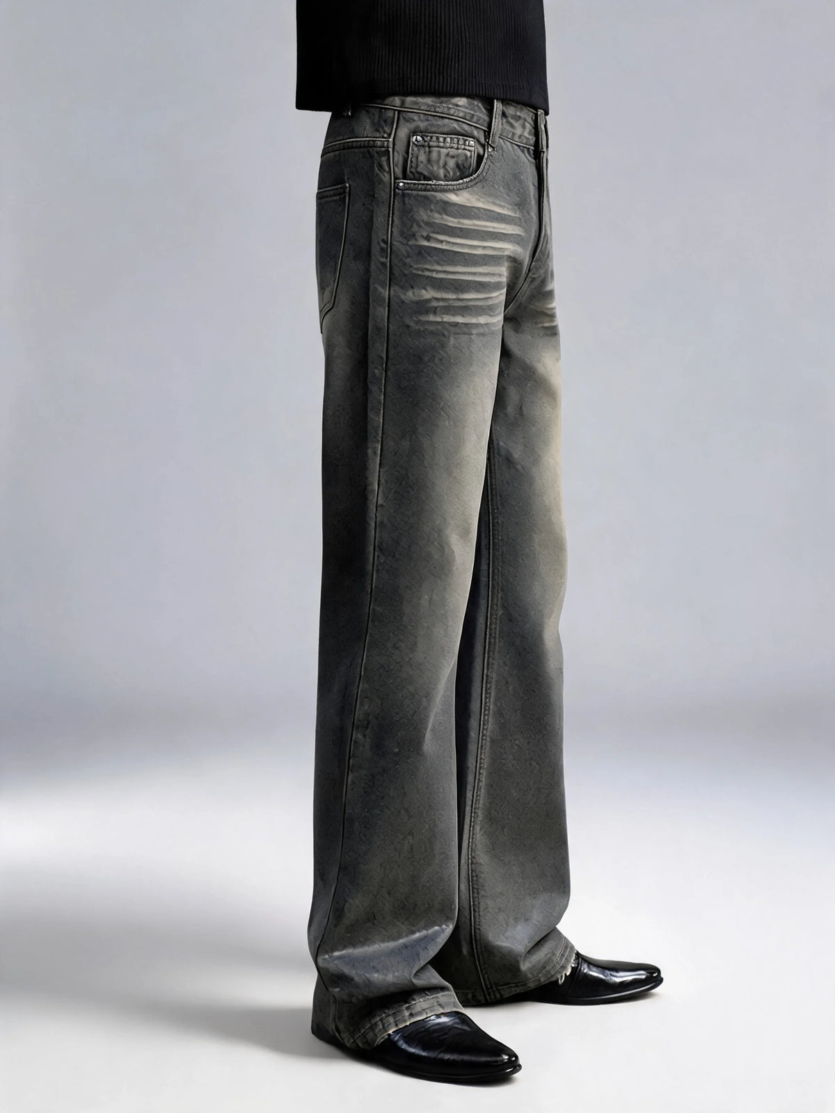 Opium Waxed Flare Jeans Grau - Fuga Studios