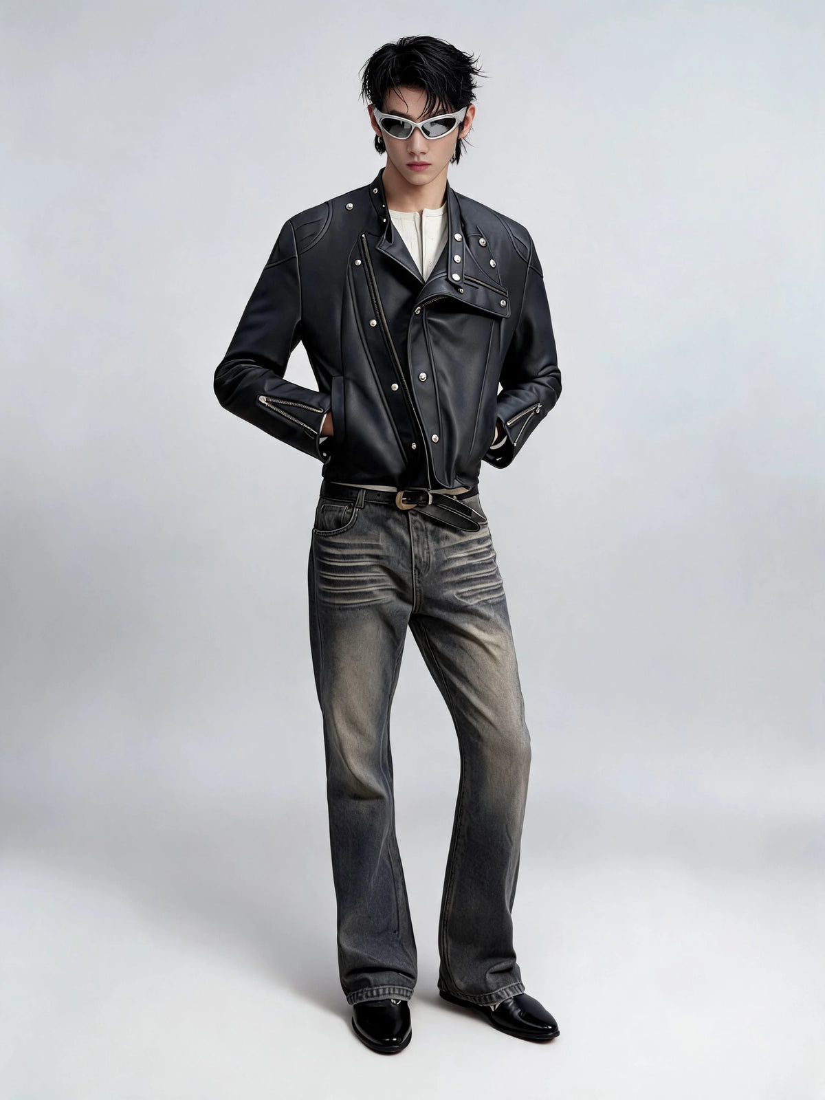 Opium Waxed Flare Jeans Grau - Fuga Studios