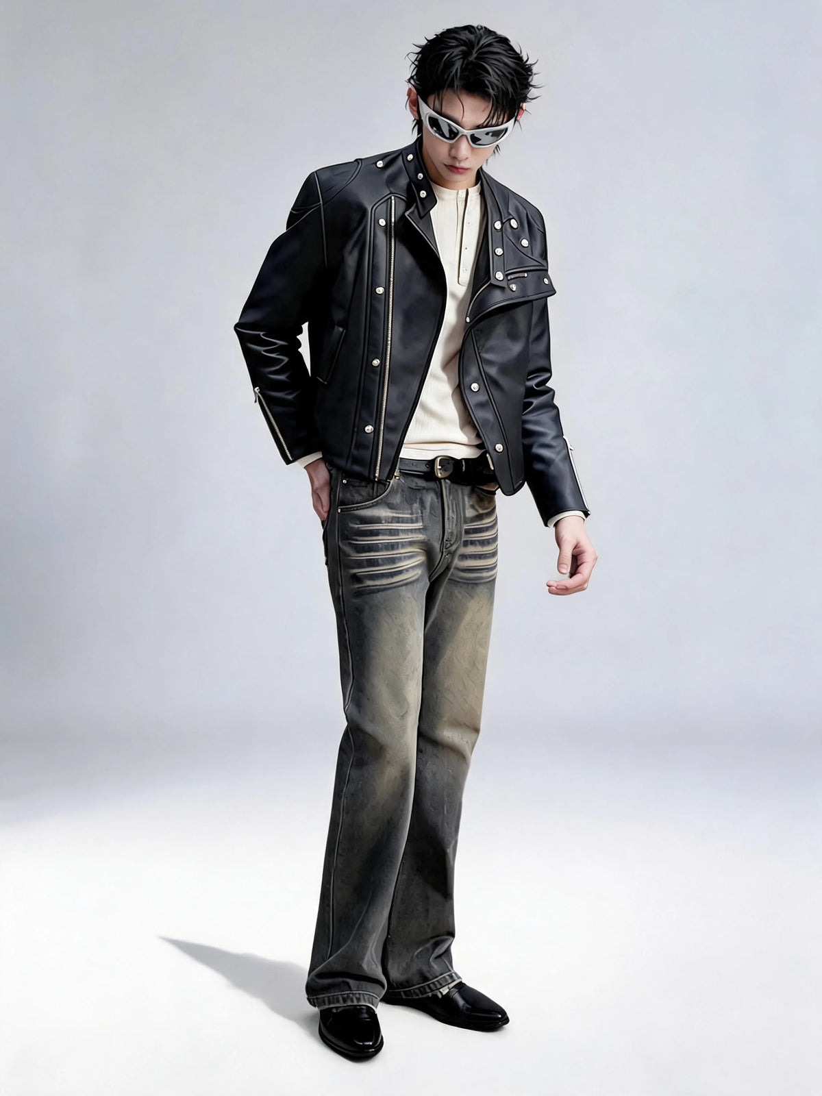 Opium Waxed Flare Jeans Grau - Fuga Studios