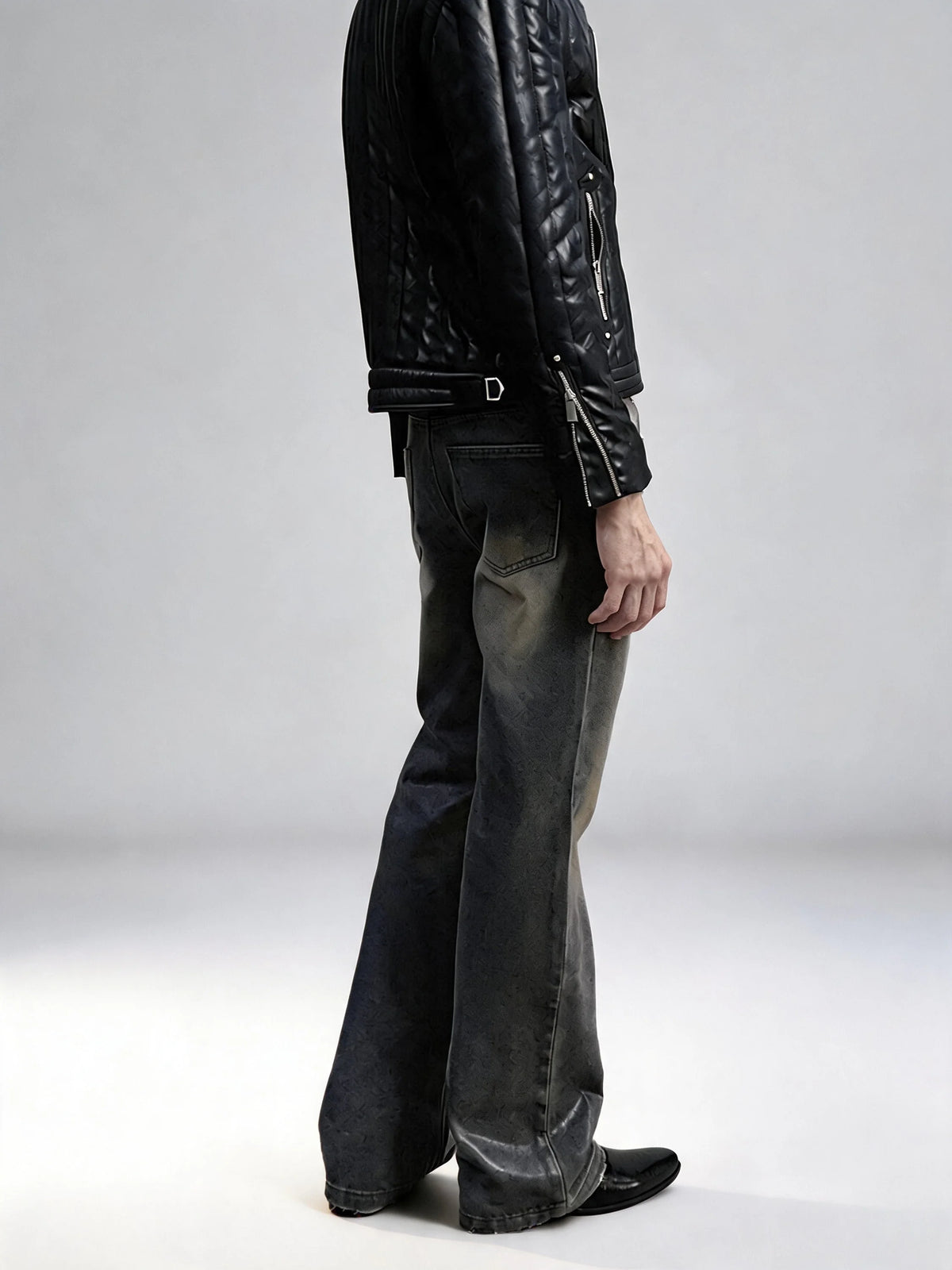 Opium Waxed Flare Jeans Grau - Fuga Studios