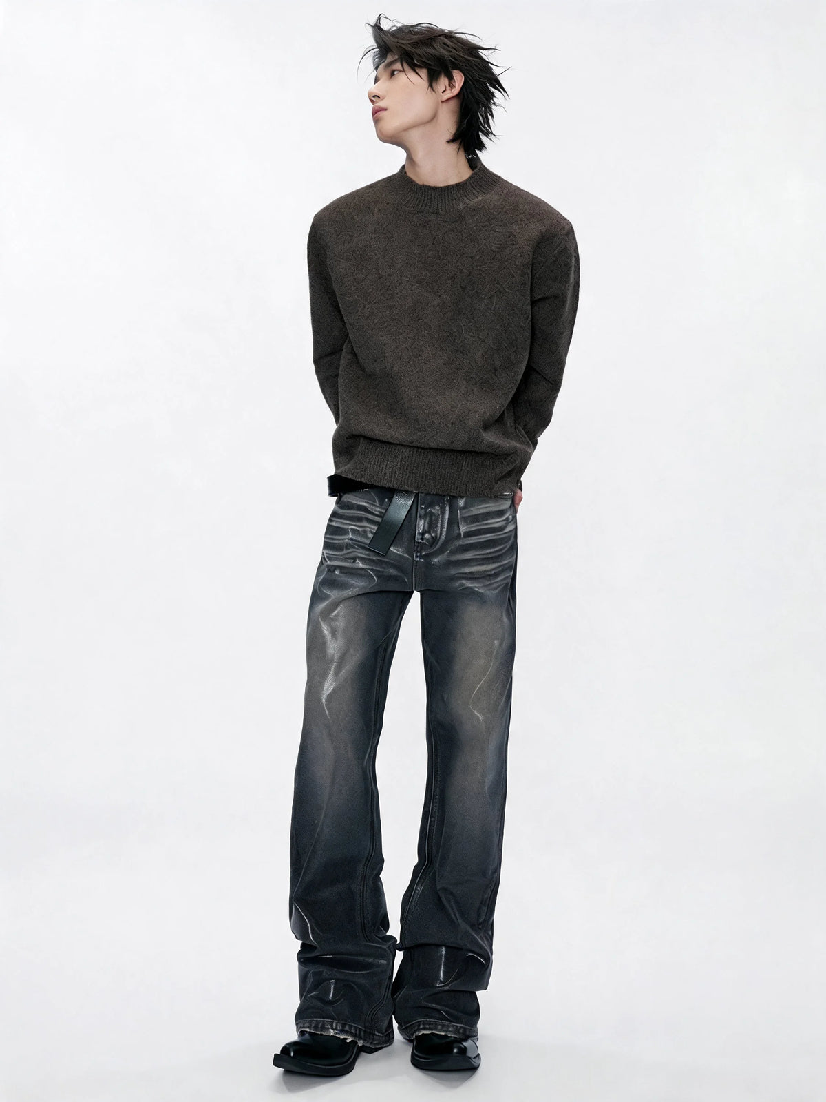 Opium Waxed Flare Jeans Grau - Fuga Studios