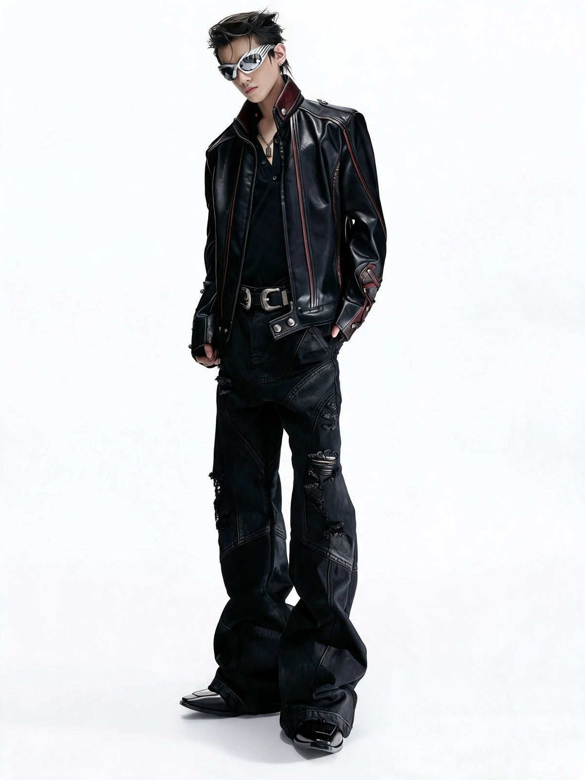 Opium Waxed Patchwork Jeans Schwarz - Fuga Studios
