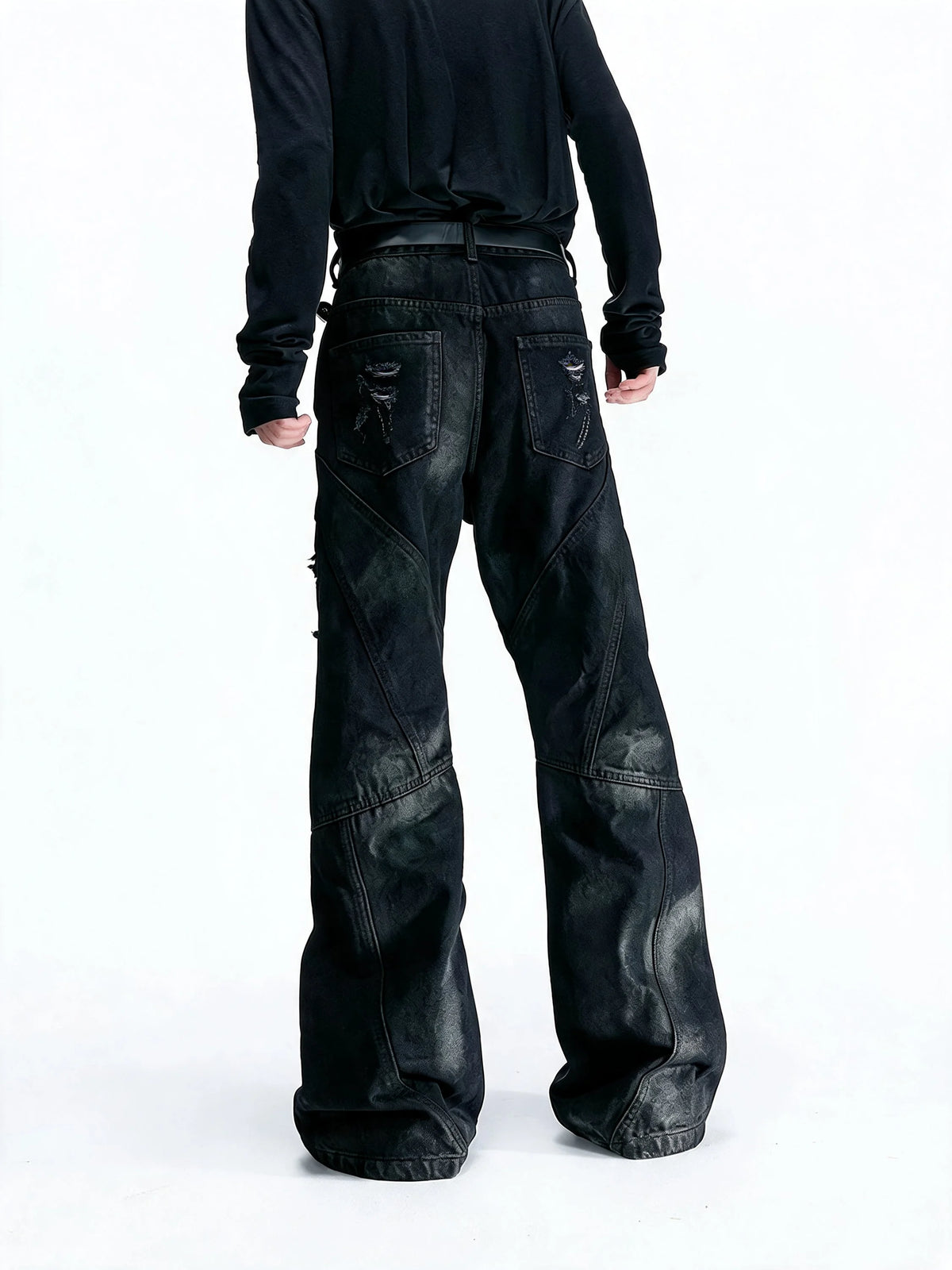 Opium Waxed Patchwork Jeans Schwarz - Fuga Studios