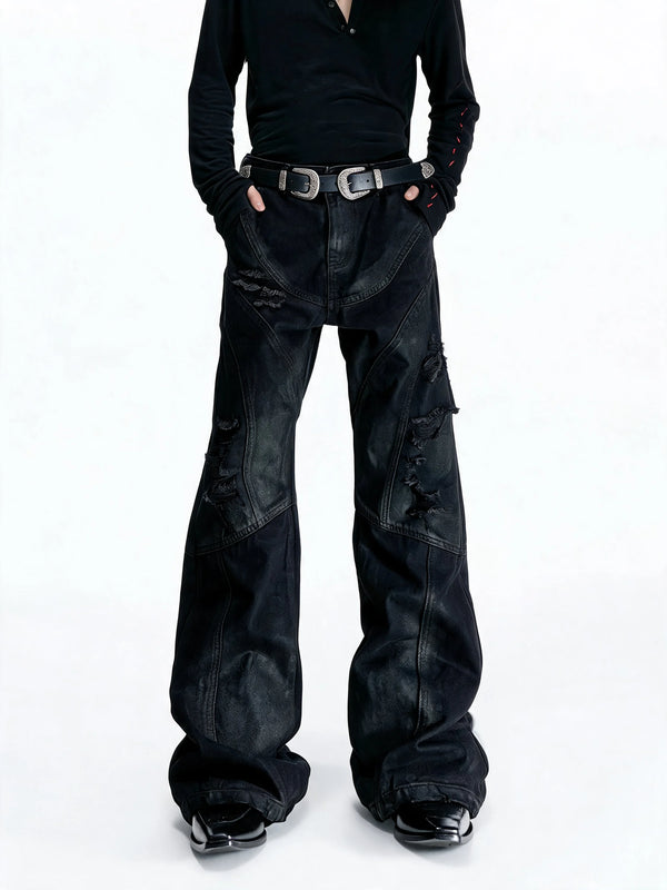 Opium Waxed Patchwork Jeans Schwarz - Fuga Studios