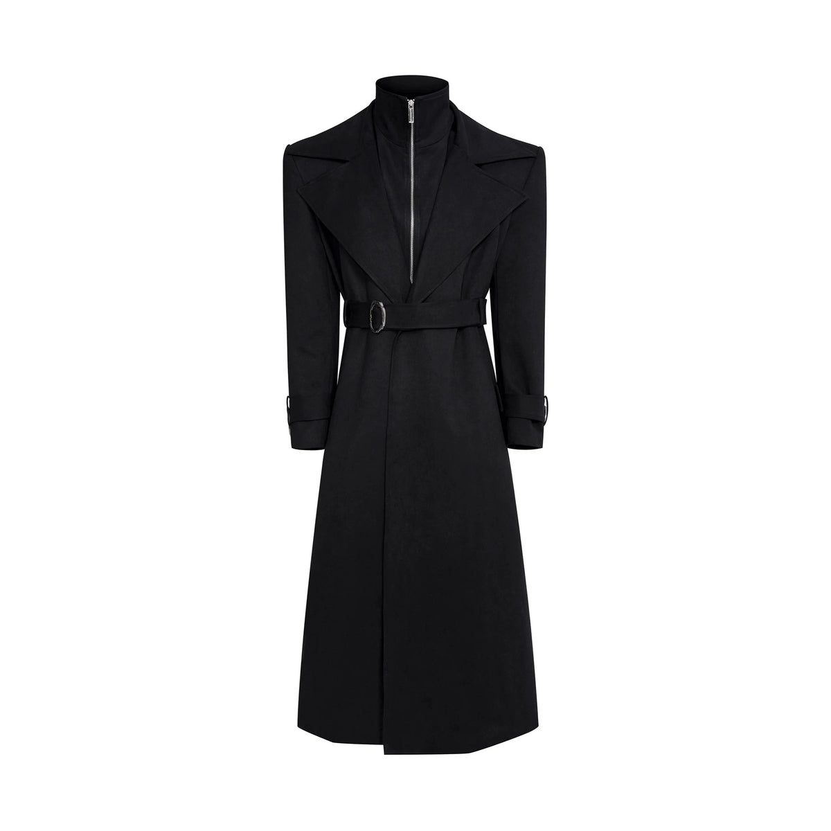Opium Zip Collar Coat Schwarz - Fuga Studios
