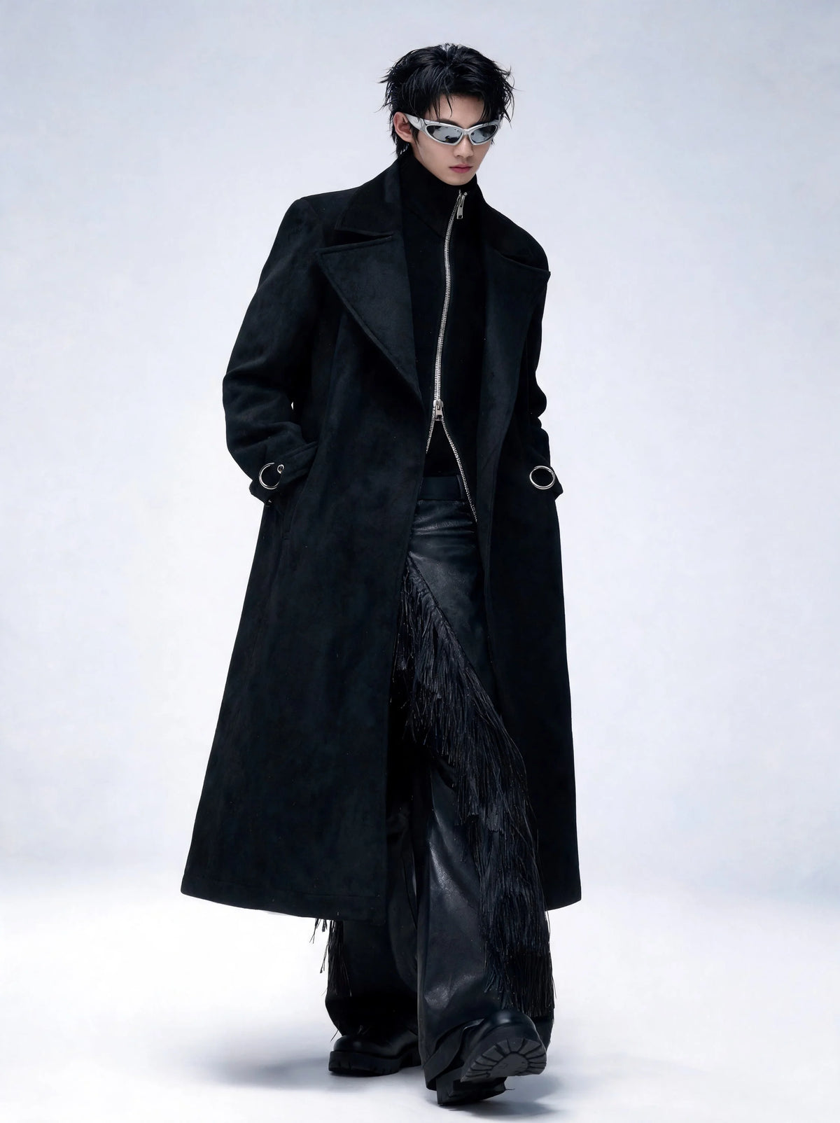 Opium Zip Collar Coat Schwarz - Fuga Studios