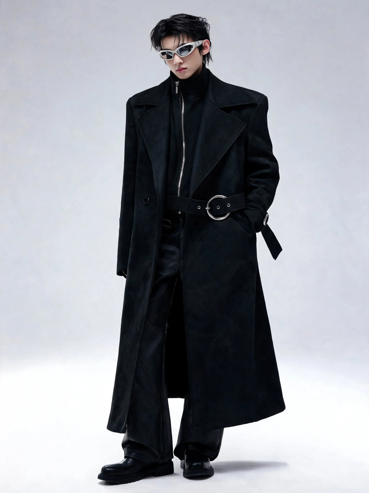 Opium Zip Collar Coat Schwarz - Fuga Studios