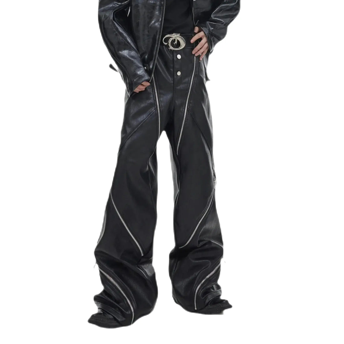 Leather 2025 pants zipper