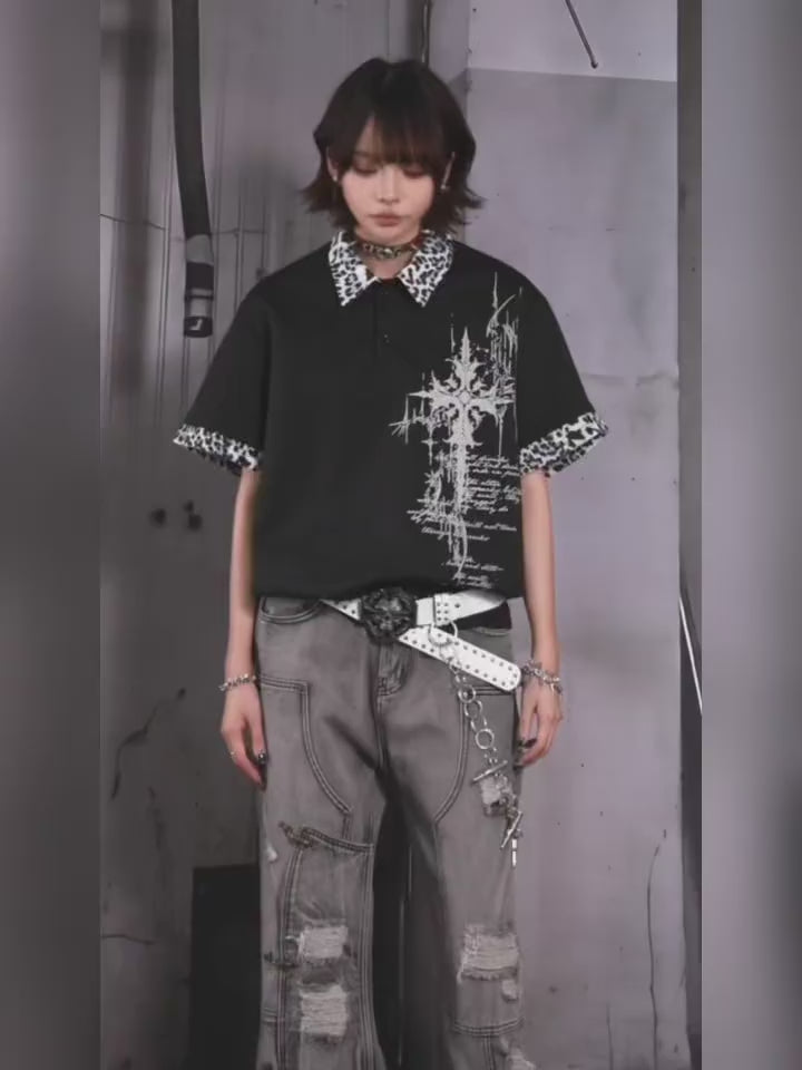 Gothic Cross Collar Polo Shirt — Video