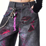 Opium Graffiti Art Wide Leg Jeans
