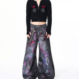 Opium Graffiti Art Wide Leg Jeans
