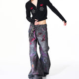 Opium Graffiti Art Wide Leg Jeans