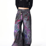 Opium Graffiti Art Wide Leg Jeans