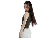 Streetwear Girls Zipper Crop Top Shirt - Fuga Studios