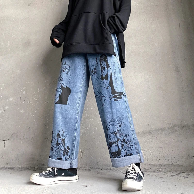 Streetwear Harajuku Anime Girl Jeans - Fuga Studios