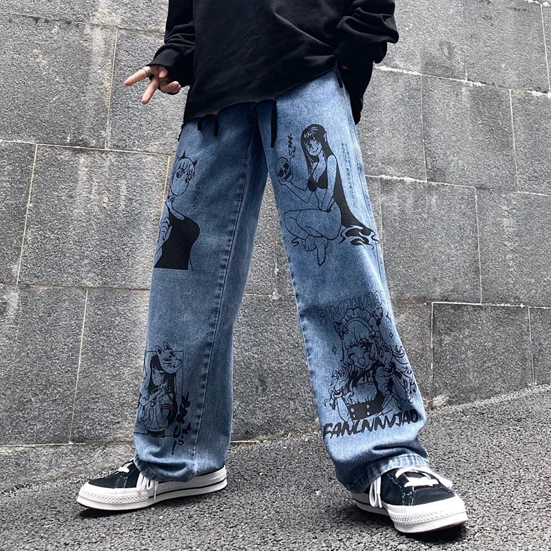 Streetwear Harajuku Anime Girl Jeans - Fuga Studios