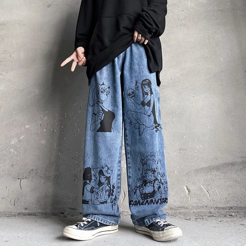 Streetwear Harajuku Anime Girl Jeans - Ultra Techwear