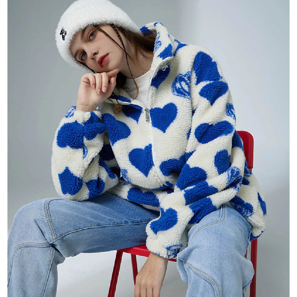 Streetwear Heart Icon Wool Jacket - Fuga Studios