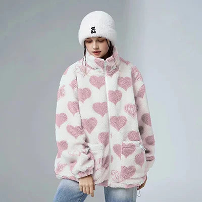 Streetwear Heart Icon Wool Jacket - Ultra Techwear