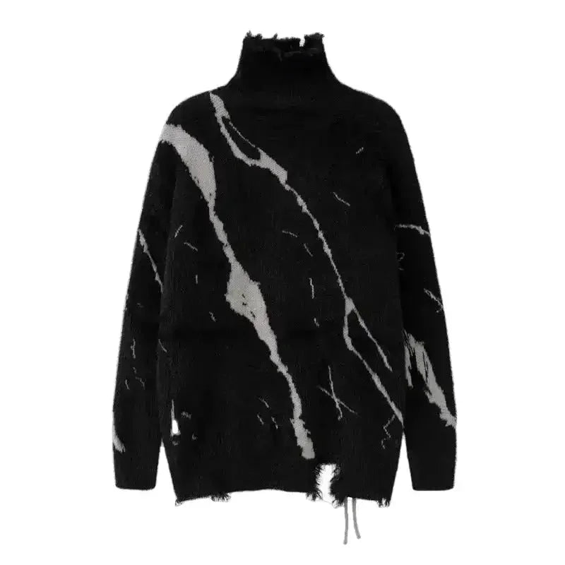 Streetwear Knotted Splash Turtleneck Sweater - Ultra