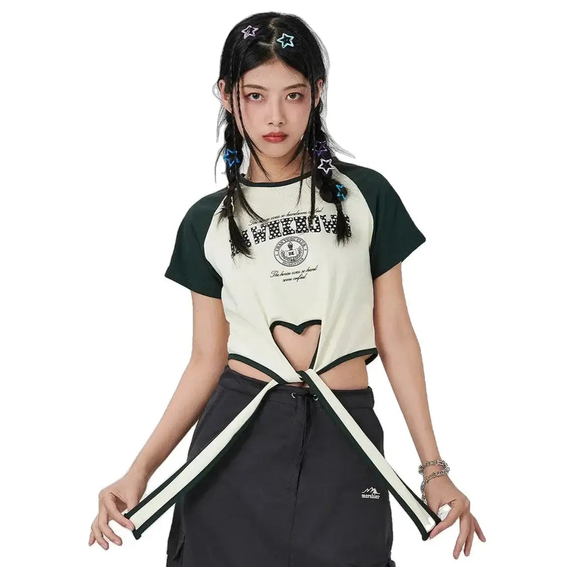 Streetwear Ribbon Heart Crop Top