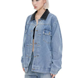 Streetwear Unisex Made Extreme Contrast Collar Denim Jacket