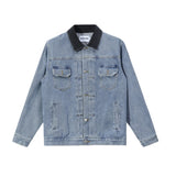 Streetwear Unisex Made Extreme Contrast Collar Denim Jacket