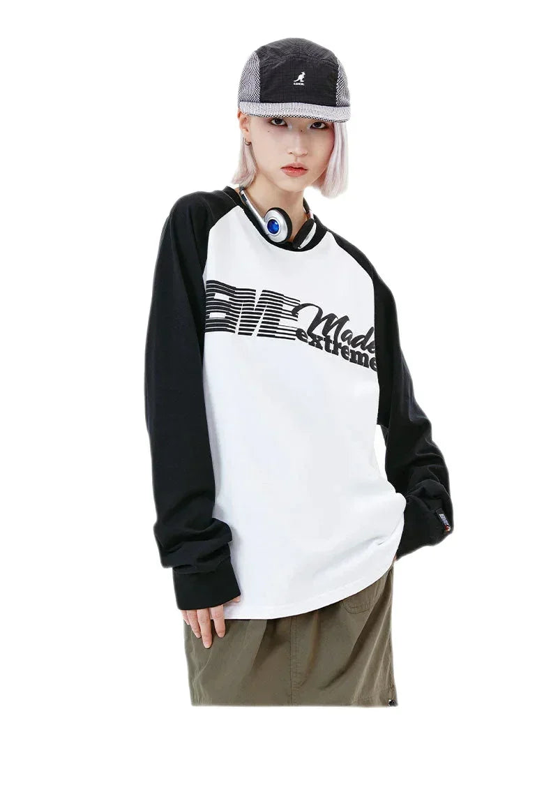 Streetwear Unisex Made Extreme Contrast Sleeve Sweater