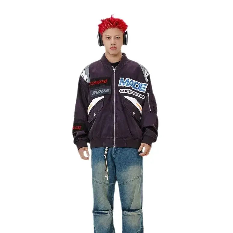 Streetwear unisex made extreme racing bomber jacket