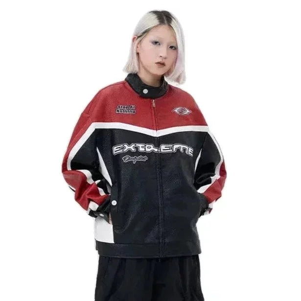 Streetwear Unisex Made Extreme Racing Leather Jacket
