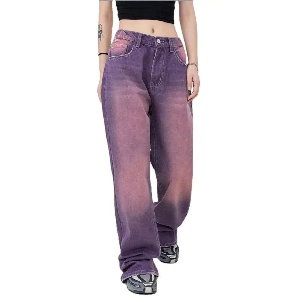 Streetwear Unisex Made Extreme Washed Purple Jeans