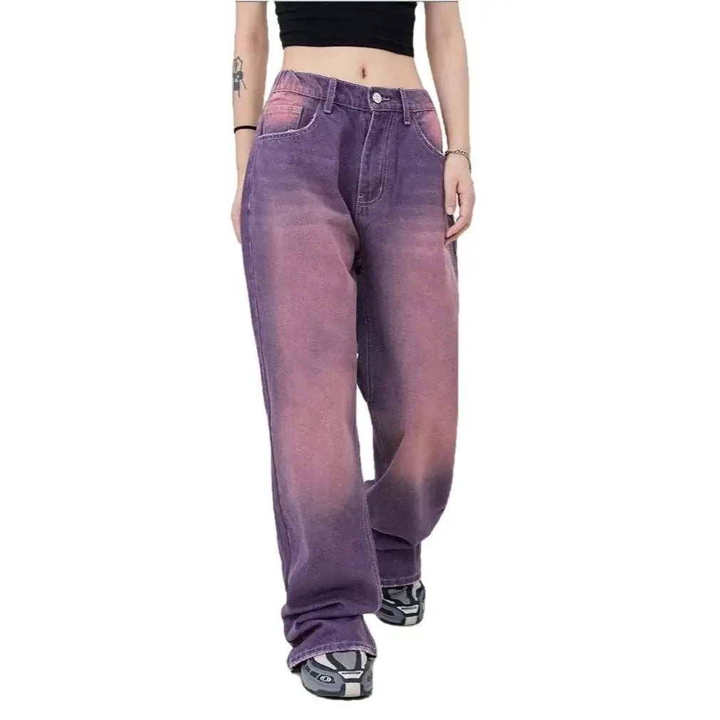 Streetwear Unisex Made Extreme Washed Purple Jeans - Fuga