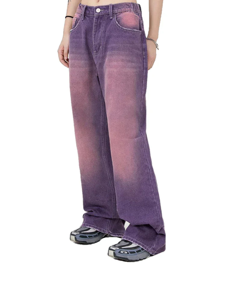 Streetwear Unisex Made Extreme Washed Purple Jeans - Fuga