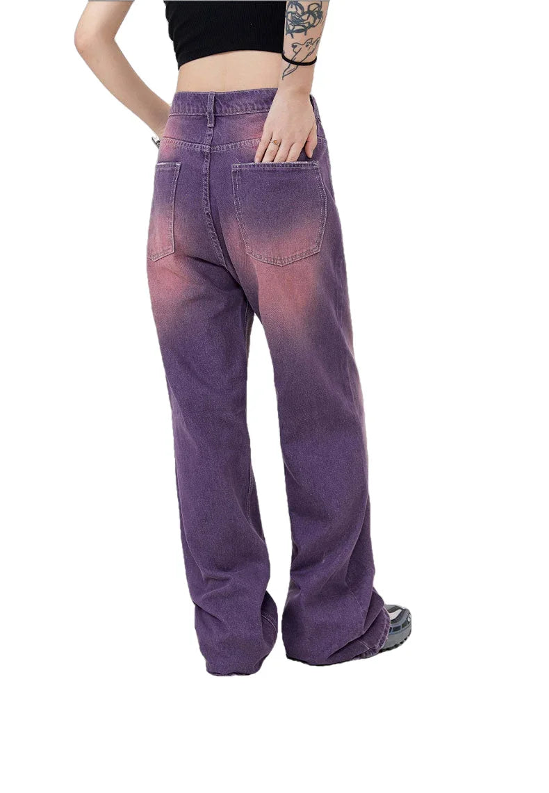 Streetwear Unisex Made Extreme Washed Purple Jeans - Fuga
