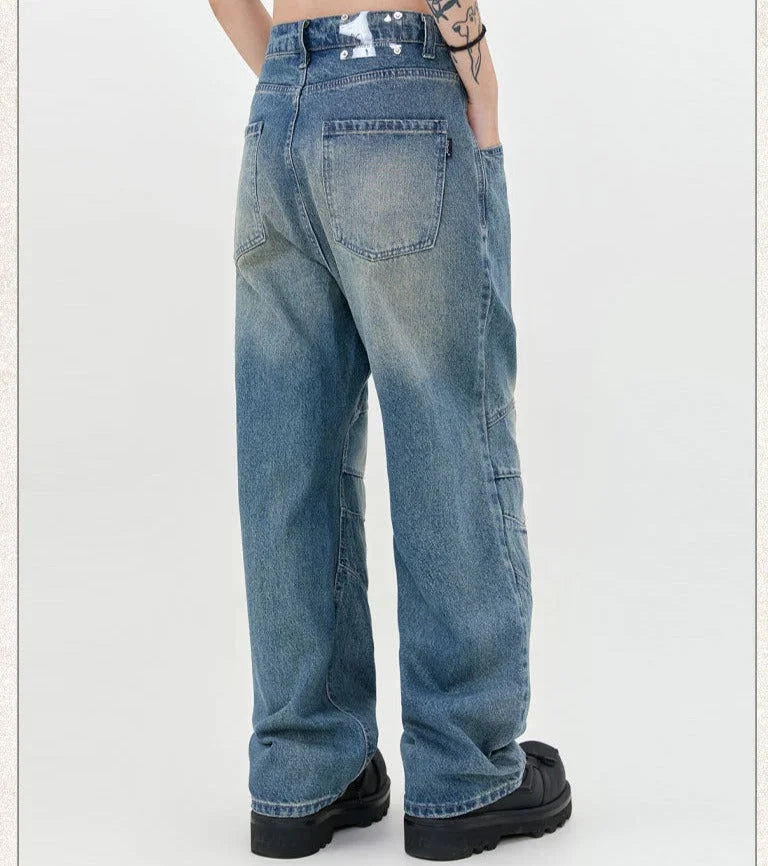 Streetwear Unisex Mid Waist Jeans - Fuga Studios