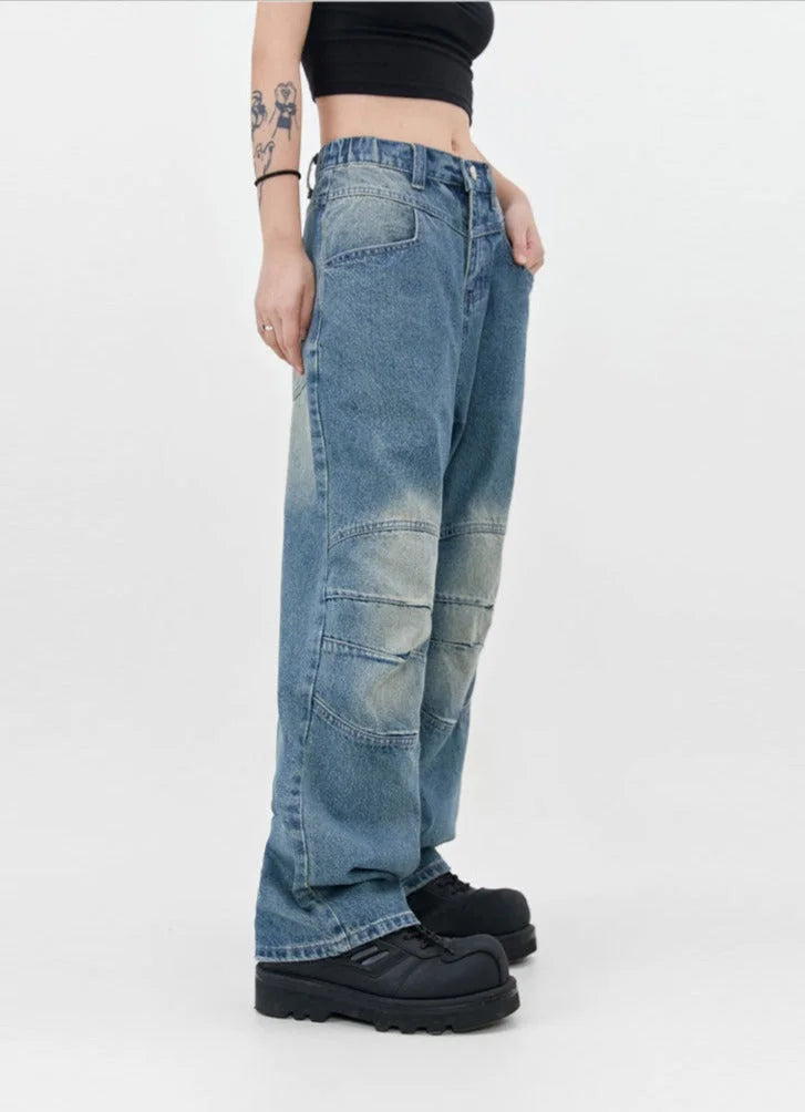 Streetwear Unisex Mid Waist Jeans - Fuga Studios