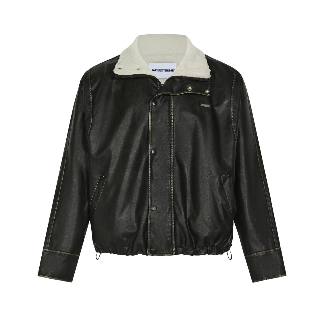 Streetwear Unisex Shearling-Lined Leather Aviator Jacket