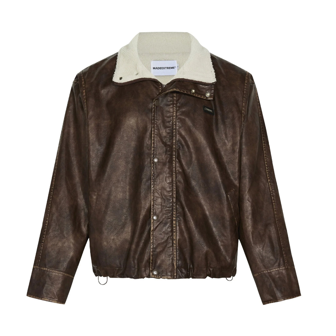 Streetwear Unisex Shearling-Lined Leather Aviator Jacket