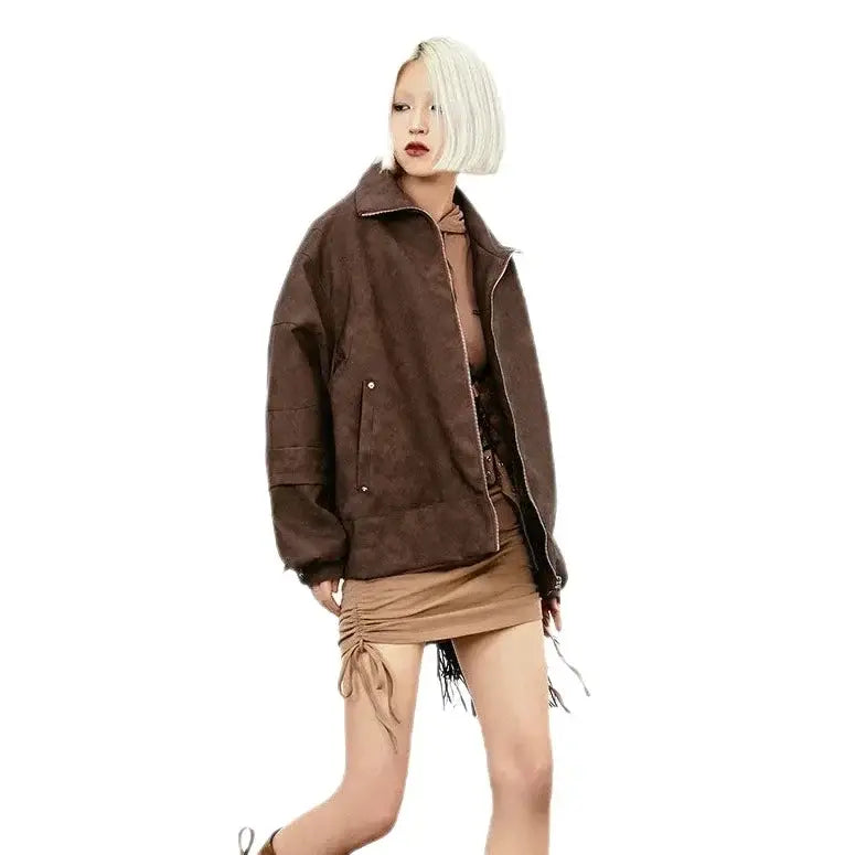 Streetwear Unisex Tassel Suede Jacket