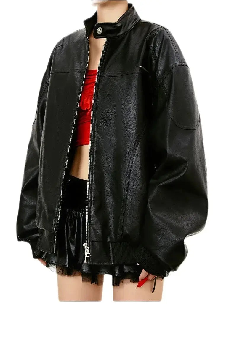 Streetwear Unisex Vintage Aviator Leather Bomber Jacket