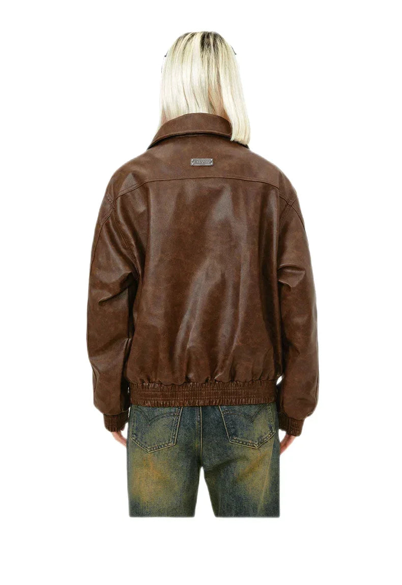 Streetwear Unisex Vintage Leather Jacket - Fuga Studios