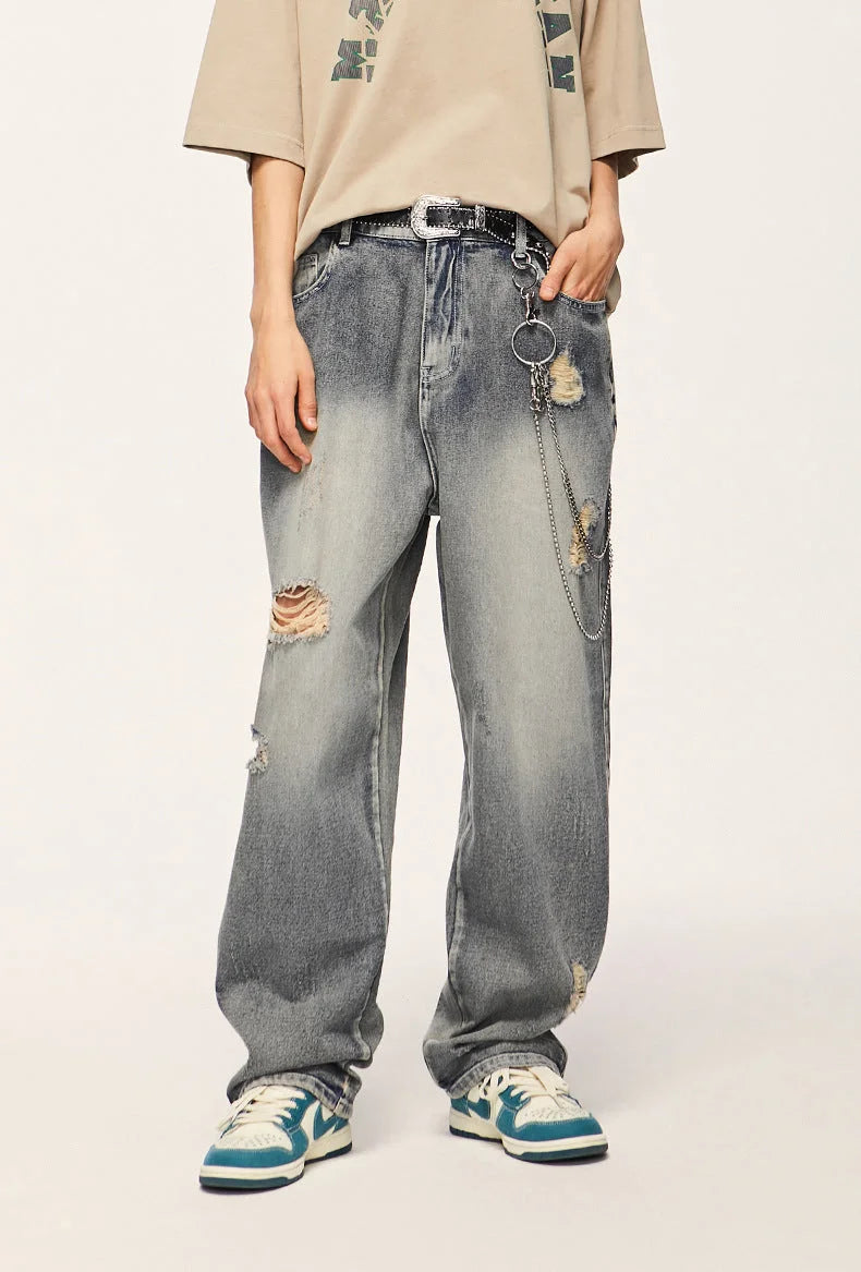 Streetwear Unisex Washed Jeans - Fuga Studios